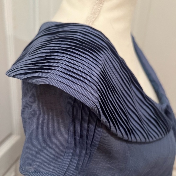 LAPIS Bias Cut Draped Front Cap Sleeve Rayon Georgette Top Sz Medium - Picture 3 of 7